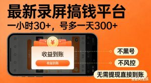 零撸手机项目录屏搞钱平台，一小时30+，号多一天300+，不黑号，不风控，无需提现直接到账【揭秘】-淘金日记