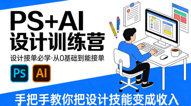 设计接单必学，PS+AI设计训练营，从0基础到能接单，手把手教你把设计技能变成收入-淘金日记
