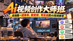 Ai视频创作大师班,市场唯一成体系、能变现、有实战的AI视频教学(更新2026)-淘金日记