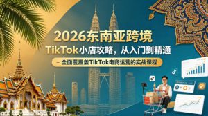 2026东南亚跨境TikTok小店攻略,从入门到精通、全面覆盖TikTok电商运营的实战课程(更新4月)-淘金日记