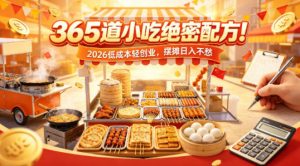 365道小吃绝密配方!2026低成本轻创业,摆摊日入不愁-淘金日记