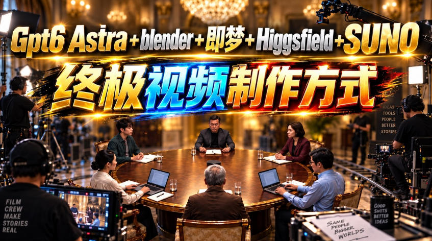 GPT-6 Astra+Blender+即梦+Higgsfield+Suno=终极视频制作方式！-淘金日记