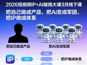 2026短视频IP+AI破局大课3月线下课,把自己做成产品,把Ai变成军团,把IP做成体系-淘金日记