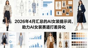 2026年4月汇总的AI女装提示词,助力AI女装赛道打差异化-淘金日记
