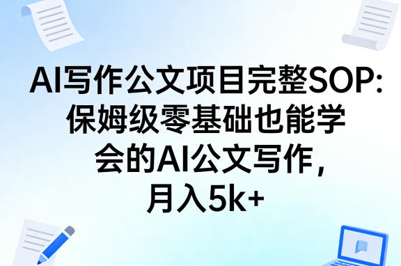 AI写作公文项目完整SOP，保姆级零基础也能学会的AI公文写作，月入5k+-淘金日记