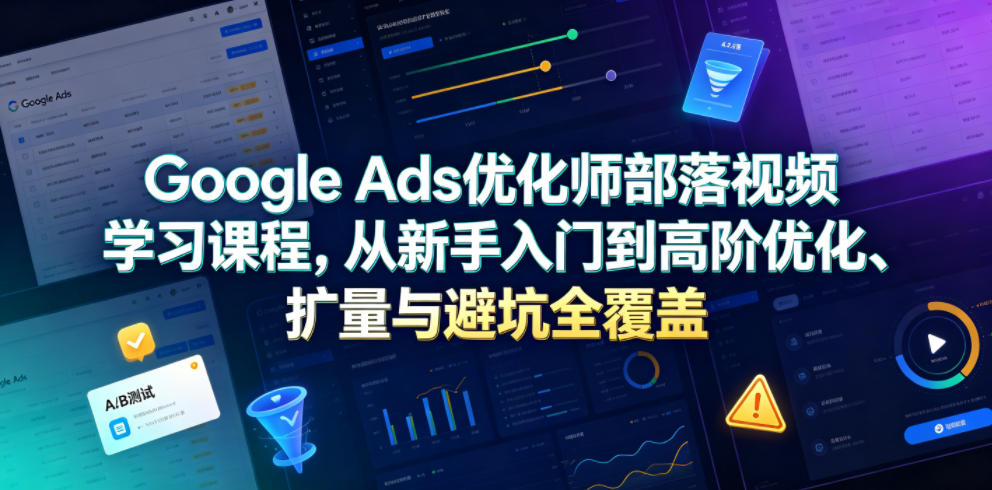 Google Ads优化师部落视频学习课程，从新手入门到高阶优化、扩量与避坑全覆盖（更新2026）-淘金日记