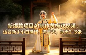 新爆款项目AI制作黄梅戏视频,适合新手小白操作,流量大,每天2-3张-淘金日记