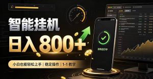 零值守智能挂G,副业高效增收居家智能挂G,新手也能日入800【揭秘】-淘金日记