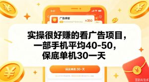 实操很好做的看广告项目,一部手机平均40-50,保底30单机一天【揭秘】-淘金日记