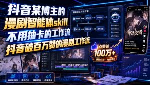抖音某博主的漫剧智能体skill，不用抽卡的工作流，抖音破百万赞的漫剧工作流-淘金日记