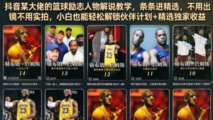 抖音某大佬的篮球励志人物解说教学,条条进精选,不用出镜不用实拍,小白也能轻松解锁伙伴计划+精选独家收益-淘金日记