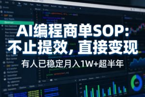 AI编程商单SOP,AI编程不能只给工作提效,还要直接变现,有人已经稳定月入1W+半年了-淘金日记
