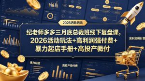 纪老师多多三月底总裁班线下复盘课,2026活动玩法+高利润强付费+暴力起店手册+高投产微付费-淘金日记