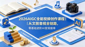 2026AIGC全能视频创作课程|从文图音视全链路,零基础进阶AI变现接单-淘金日记