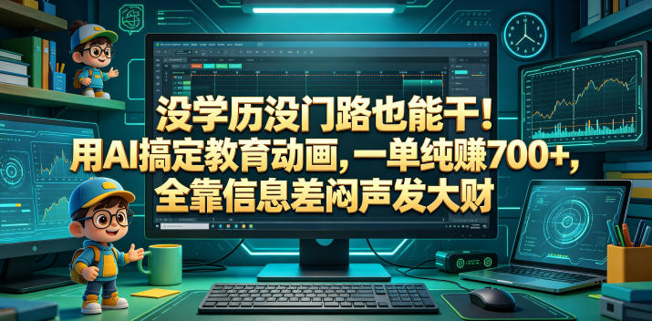 没学历没门路也能干！用AI搞定教育动画，一单纯賺700+，全靠信息差闷声发大财【揭秘】-淘金日记