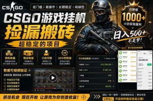 CSGO游戏搬砖，全自动挂G，不需要玩游戏，手机操作日入300+，解放双手【揭秘】-淘金日记