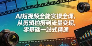 AI短视频全能实操全课,从剪辑拍摄到流量变现,零基础一站式精通-淘金日记