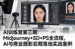AI训练营第三期:Midjourney+SD+PS全流程,AI与商业摄影后期落地实战案例-淘金日记