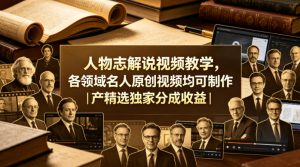 人物志解说视频教学,各领域名人原创视频均可制作丨精选独家分成收益-淘金日记