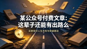 某公众号付费文章:这辈子还能有出路么-淘金日记