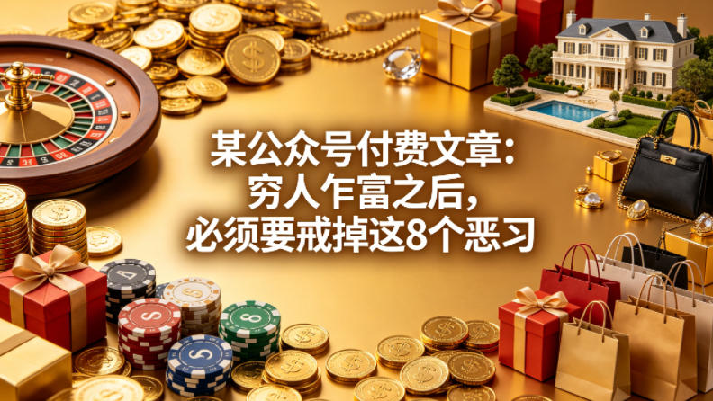 某公众号付费文章：穷人乍富之后，必须要戒掉这8个恶习-淘金日记