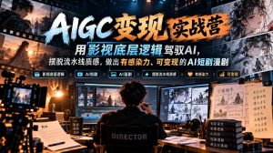 AIGC变现实战营,用影视底层逻辑驾驭AI,摆脱流水线质感,做出有感染力、可变现的AI短剧漫剧-淘金日记