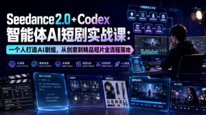 Seedance2.0+Codex智能体AI短剧实战课：一个人打造AI剧组，从创意到精品短片全流程-淘金日记