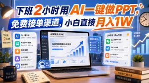 下班2小时用AI一键做PPT,免费接单渠道,小白直接月入1W【揭秘】-淘金日记