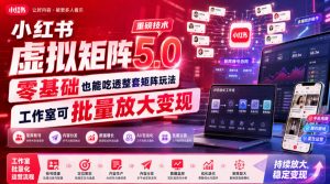 小红书虚拟矩阵5.0重磅技术，零基础也能吃透整套矩阵玩法，工作室可批量放大变现-淘金日记