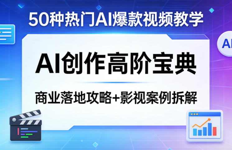 50种热门AI爆款视频教学，AI创作高阶宝典，商业落地攻略+影视案例拆解-淘金日记