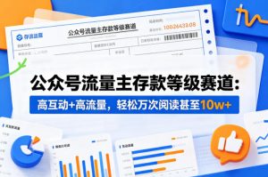 公众号流量主之存款等级赛道,高互动+高流量,轻松达到万次阅读,甚至10w+-淘金日记
