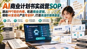 【无水印】AI商业计划书实战营SOP，跳出PPT低价内卷，吃透商业逻辑，借助AI全自动产出专业BP，打造高溢价接单副业-淘金日记