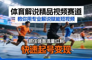 体育解说精品视频赛道，教你用专业解说赋能短视频，抓住体育流量红利，快速起号变现-淘金日记