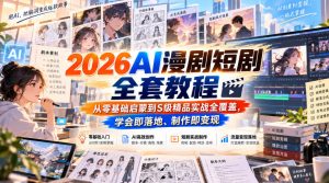【无水印】2026AI漫剧短剧全套教程，从零基础启蒙到S级精品实战全覆盖，学会即落地、制作即变现-淘金日记