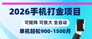 2026手机打金项目，小白轻松上手，单机900-1500月，可矩阵可放大【揭秘】-淘金日记
