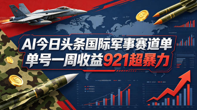 AI今日头条国际军事赛道，单号一周收益921，超暴力-淘金日记