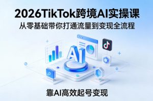 2026TikTok跨境AI实操课,从零基础带你打通流量到变现全流程,靠AI高效起号变现-淘金日记