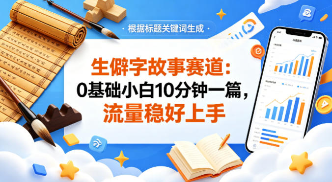 公众号流量主——生僻字故事赛道，流量稳，好上手，0基础小白也能10分钟一篇-淘金日记