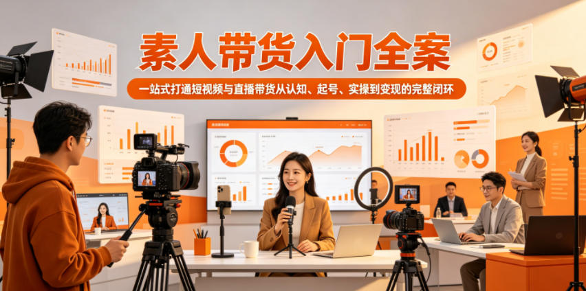 素人带货入门全案，一站式打通短视频与直播带货从认知、起号、实操到变现的完整闭环-淘金日记