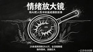 AI制作“情绪放大镜“视频,25条视频涨粉29.6W粉,流量巨大,制作简单,全流程教程-淘金日记