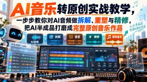 AI音乐转原创实战教学,一步步教你对AI音频做拆解、重塑与精修,把AI半成品打磨成完整原创音乐作品-淘金日记