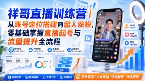 祥哥直播训练营｜从账号定位搭建到留人涨粉，零基础掌握直播起号与流量提升全流程-淘金日记
