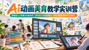 Ai动画美育教学实训营，零基础入门掌握AI动画创作、美术设计与创意表达，开启AI赋能美育教学新模式-淘金日记
