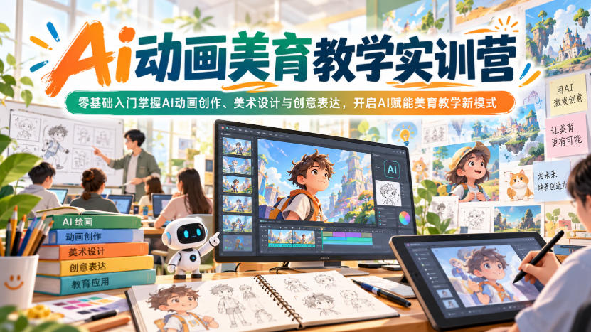 Ai动画美育教学实训营，零基础入门掌握AI动画创作、美术设计与创意表达，开启AI赋能美育教学新模式-淘金日记