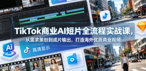 TikTok商业AI短片全流程实战课，从需求策划到成片输出，打造海外优质商业视频-淘金日记
