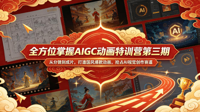 全方位掌握AIGC动画特训营第三期，从分镜到成片，打造国风爆款动画，抢占AI视觉创作赛道红利-淘金日记