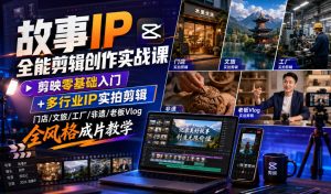 故事IP全能剪辑创作实战课｜剪映零基础入门+多行业IP实拍剪辑，门店/文旅/工厂/非遗/老板Vlog全风格成片教学-淘金日记