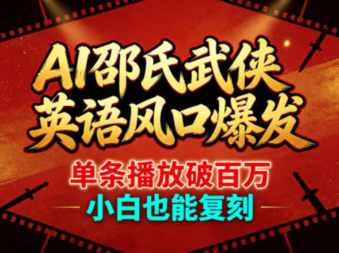 AI邵氏武侠英语风口爆发，单条播放破百万，小白也能复刻-淘金日记