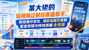 某大佬的短视频泛财经赛道教学，财经细分定位、爆款选题文案到配音剪辑与特效拆解全流程-淘金日记