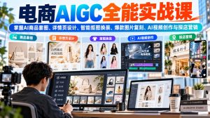 电商AIGC全能实战课:掌握AI商品套图、详情页设计、智能抠图换装、爆款图片复刻、AI视频创作与探店营销-淘金日记